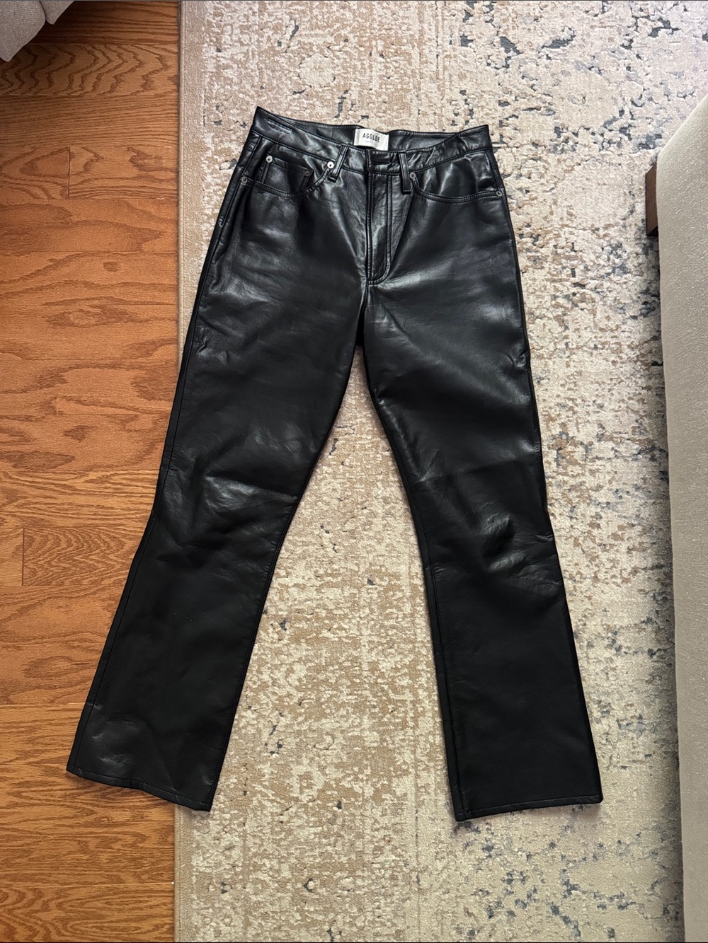 Agolde Black Leather Bootcut Jeans- 27